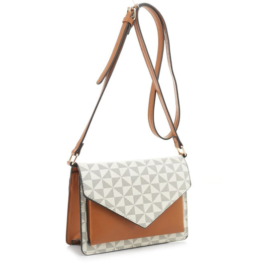 Geometric Monogram Designer Envelope Flap Crossbody