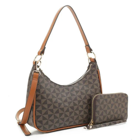 Geometric Monogram Designer Bag with matching Wallet
