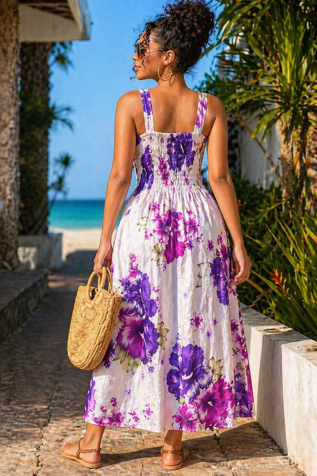 Floral Smocked Midi Dress
