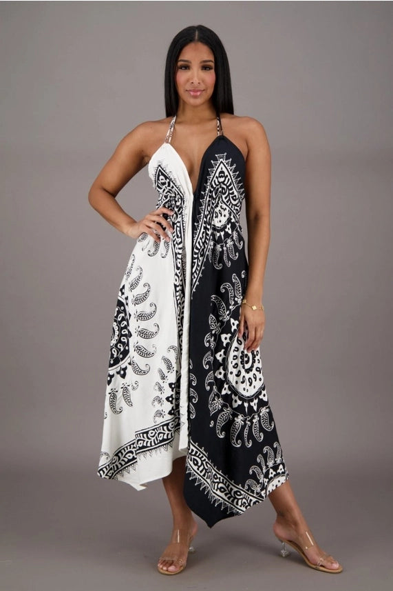 Batik Scarf Maxi Dress