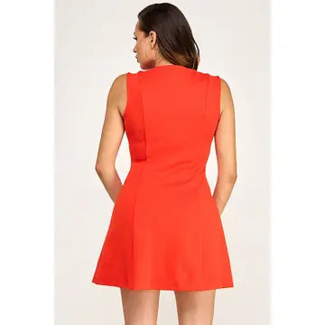 Sleeveless Mini Dress with Gold Buttons