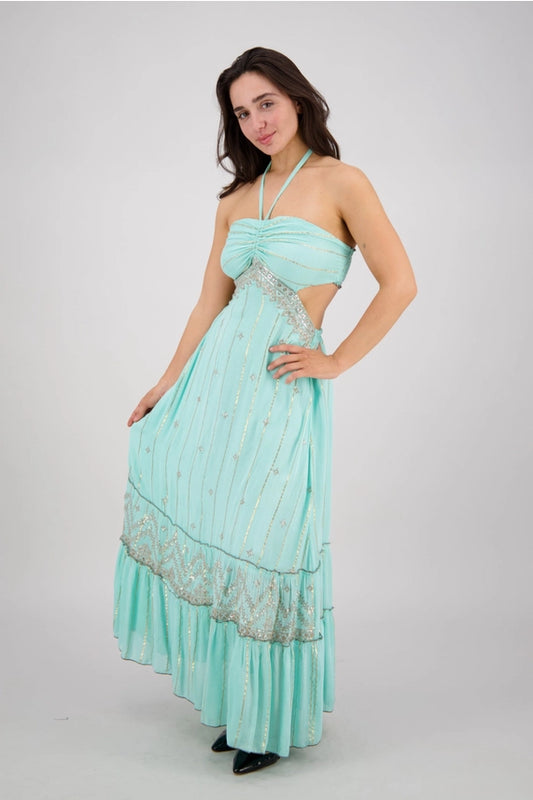 Celestial Halter Maxi Dress