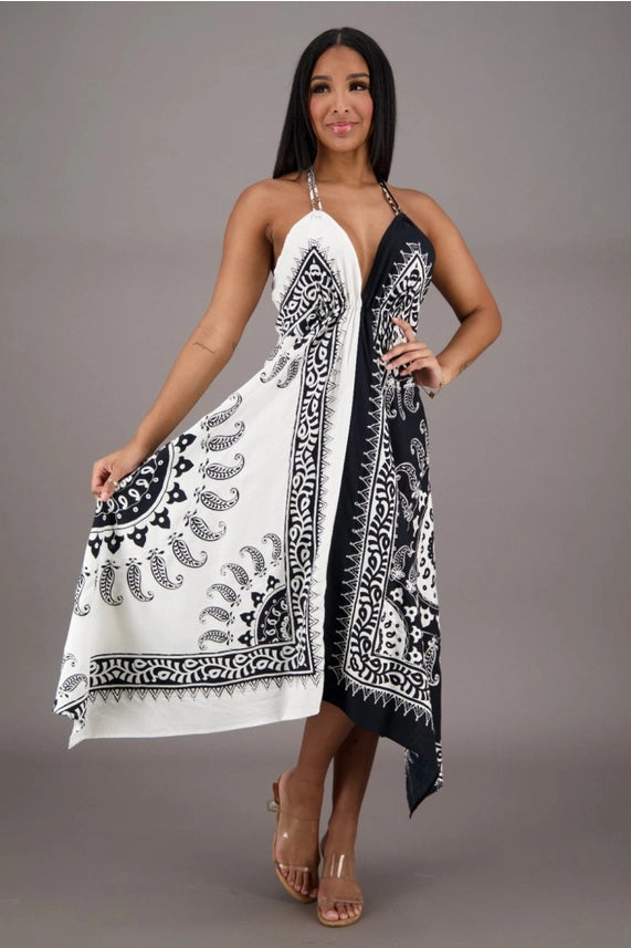 Batik Scarf Maxi Dress