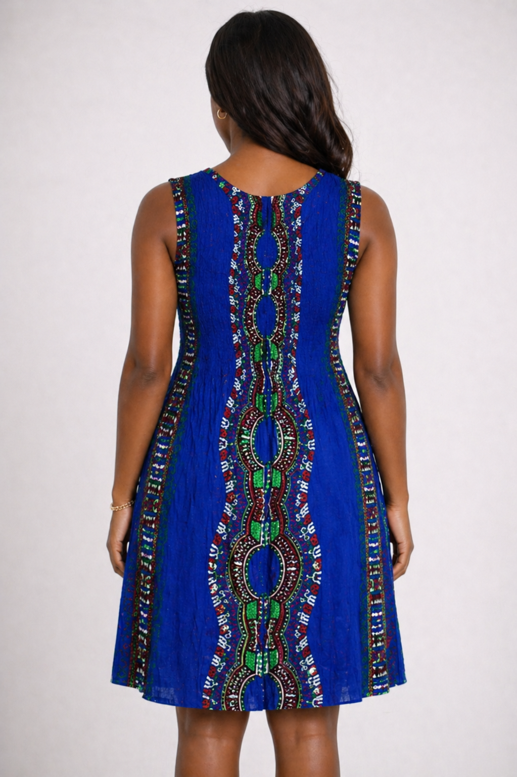 Sleeveless Traditional Print Dress