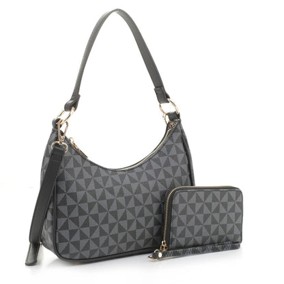 Geometric Monogram Designer Bag with matching Wallet