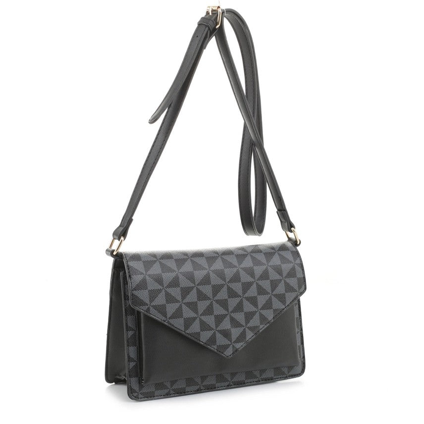 Geometric Monogram Designer Envelope Flap Crossbody