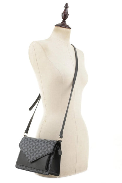 Geometric Monogram Designer Envelope Flap Crossbody