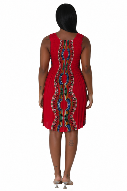 Sleeveless Traditional Print Dress