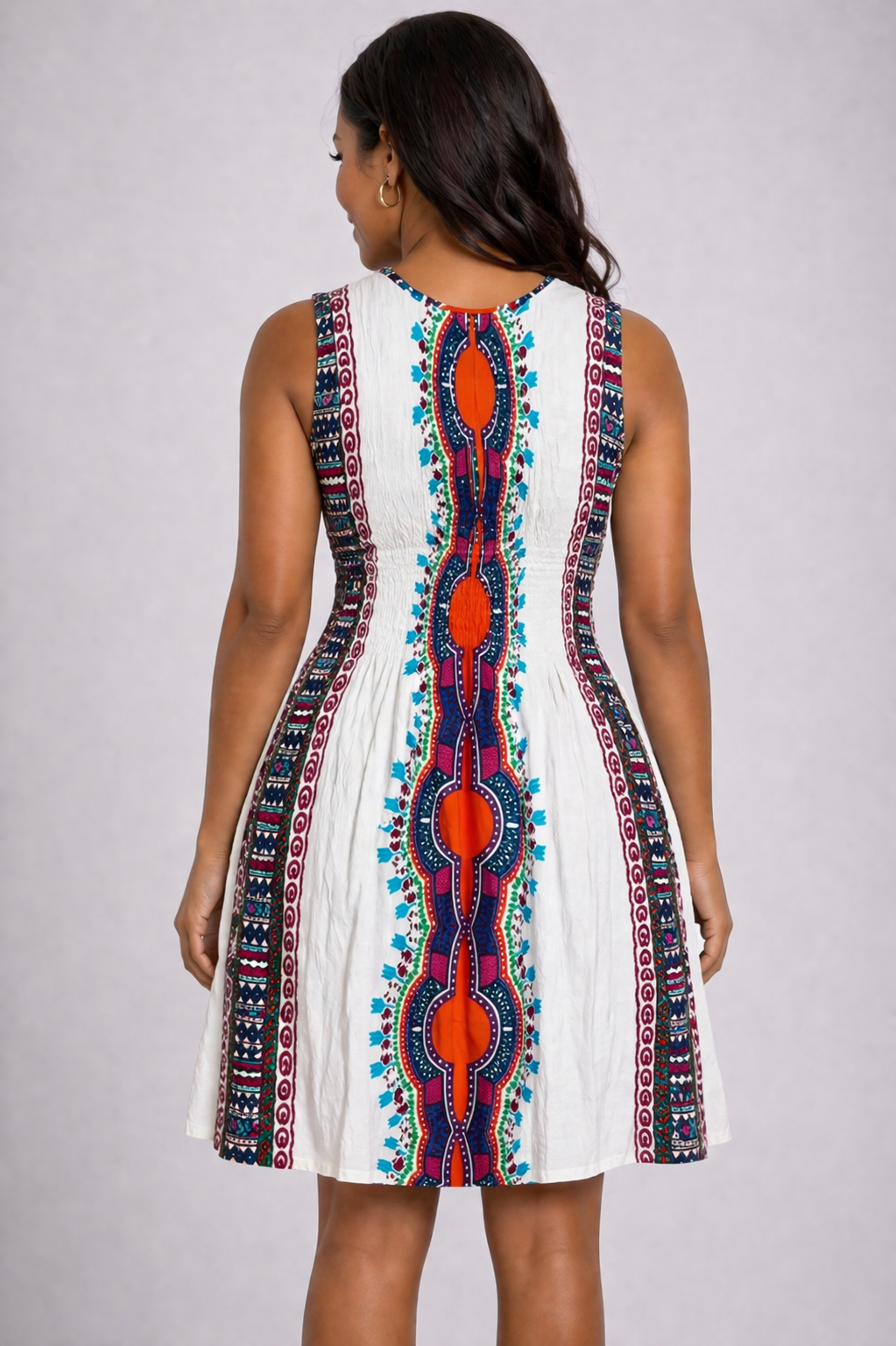 Sleeveless Traditional Print Dress