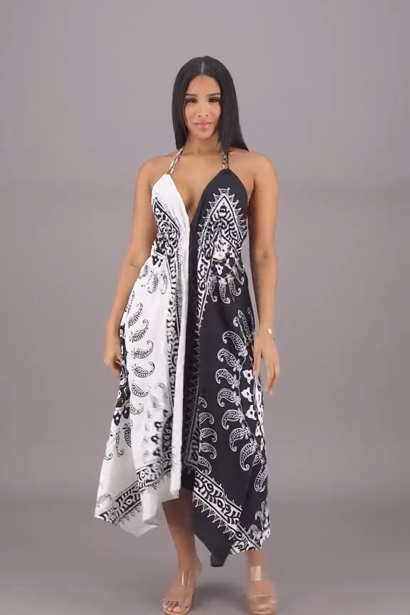 Batik Scarf Maxi Dress